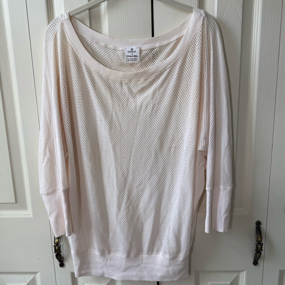 Evereve x Michael Stars Mesh Off the Shoulder 3/4 Sleeve Top Women’s Size XS
